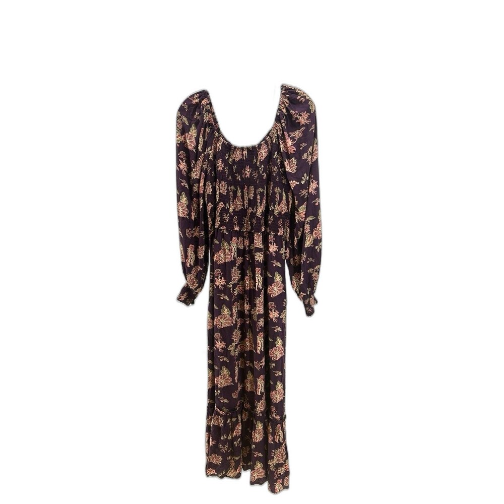Wonderly Plum Floral Bishop Sleeve Maxi Dress NWT - Picture 4 of 4